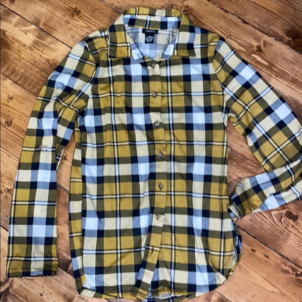 RUE 21 | NWT GIRLS LONG SLEEVE BUTTON DOWN PLAID SHIRT SIZE XS JUNIORS